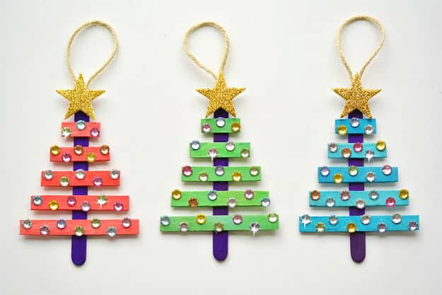 Glittering Popsicle Stick Christmas Trees | Easy DIY Christmas Ornaments For A Personalized Tree Decor
