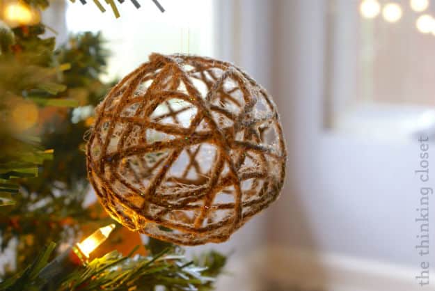 Glitter Twine Ball Ornament | Easy DIY Christmas Ornaments For A Personalized Tree Decor