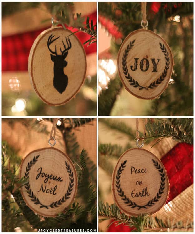 Pen & Ink Wood Slice Christmas Ornaments | Easy DIY Christmas Ornaments For A Personalized Tree Decor