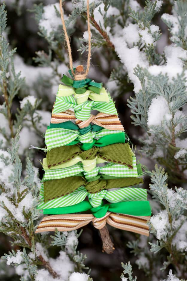 Scrap Ribbon Tree DIY Ornament | Easy DIY Christmas Ornaments For A Personalized Tree Decor