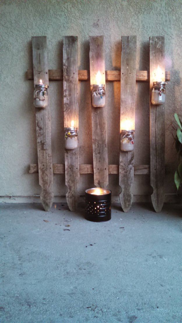 Fence With Mason Jar Lighting | DIY Outdoor Projects | The Ultimate List