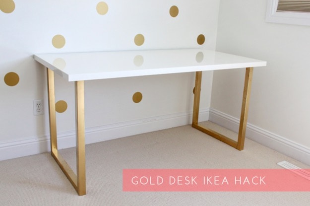 Gold Desk | Amazing IKEA Hacks For Chic And Functional Pieces