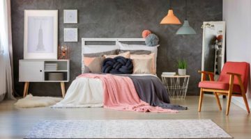 Big bright carpet with patterns lying on the floor in cozy room with bed | Easy Teen Room Decor Ideas For Girls To DIY | Featured