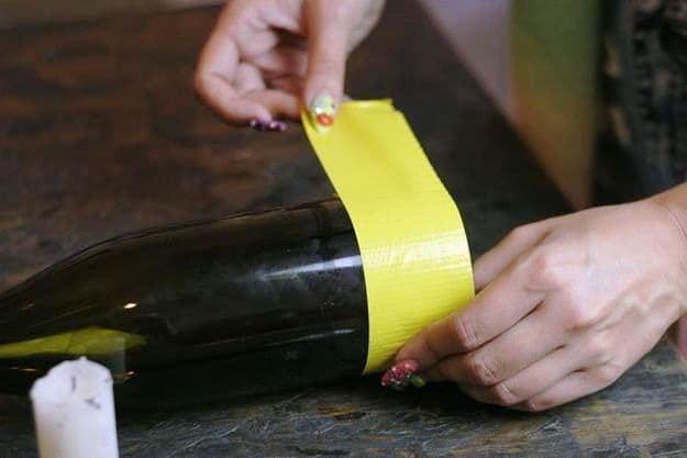Step 1: Tape End Of Wine Bottle | Wine Bottle Crafts | How To Make Wine Bottle Planters