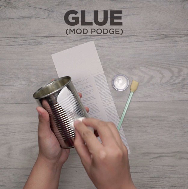Step 5: Coat The Entire Exterior Of Your Can In Modge Podge | How To Make A DIY Pencil Holder