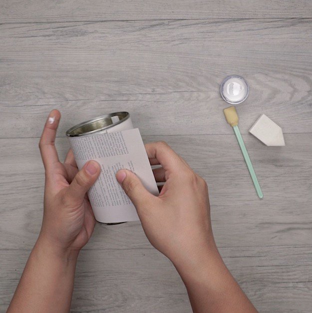 Step 6: Carefully Wrap Your Paper Around The Can | How To Make A DIY Pencil Holder