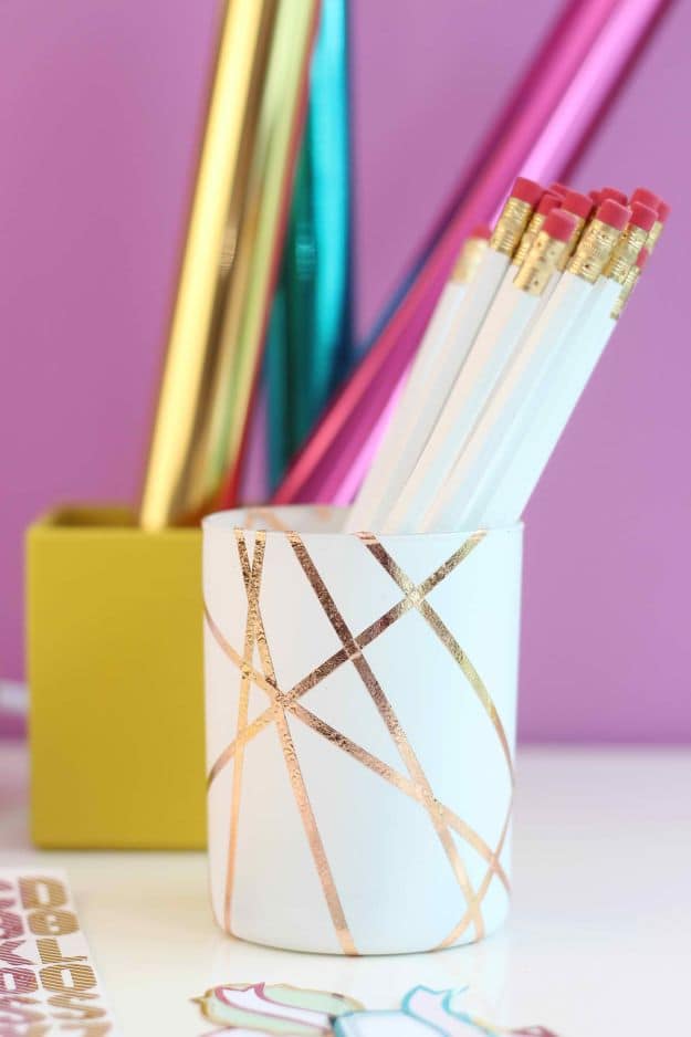 Gold Foiled Pencil Cup | Easy Crafts To Make And Sell