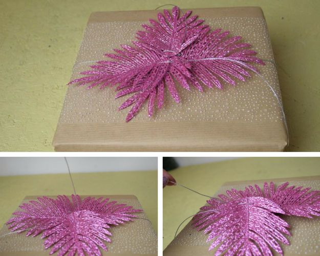 How To Wrap A Box With Wrapping Paper | Step 8: Trim Glitter Leaves | Awesome Gift Wrapping Ideas | Gift Wrapping Tutorials