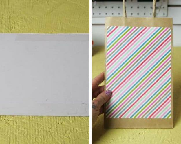 The 3-D Paper Present Bag | Step 2: Attach A Pretty Pattern Paper | Awesome Gift Wrapping Ideas | Gift Wrapping Tutorials