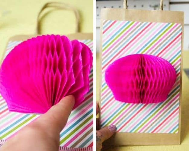The 3-D Paper Present Bag | Step 4: Attach The 3-D Decor | Awesome Gift Wrapping Ideas | Gift Wrapping Tutorials
