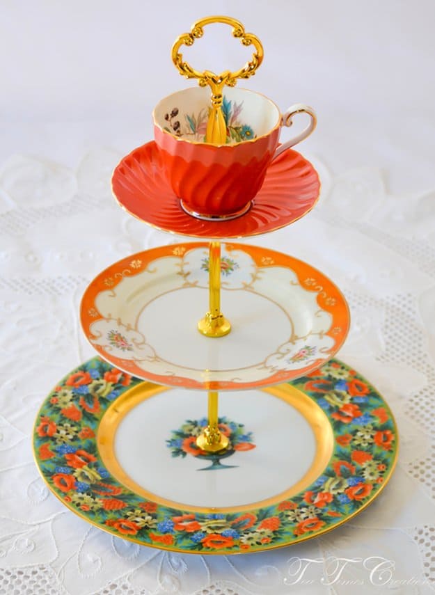 vintage tea set with cake stand