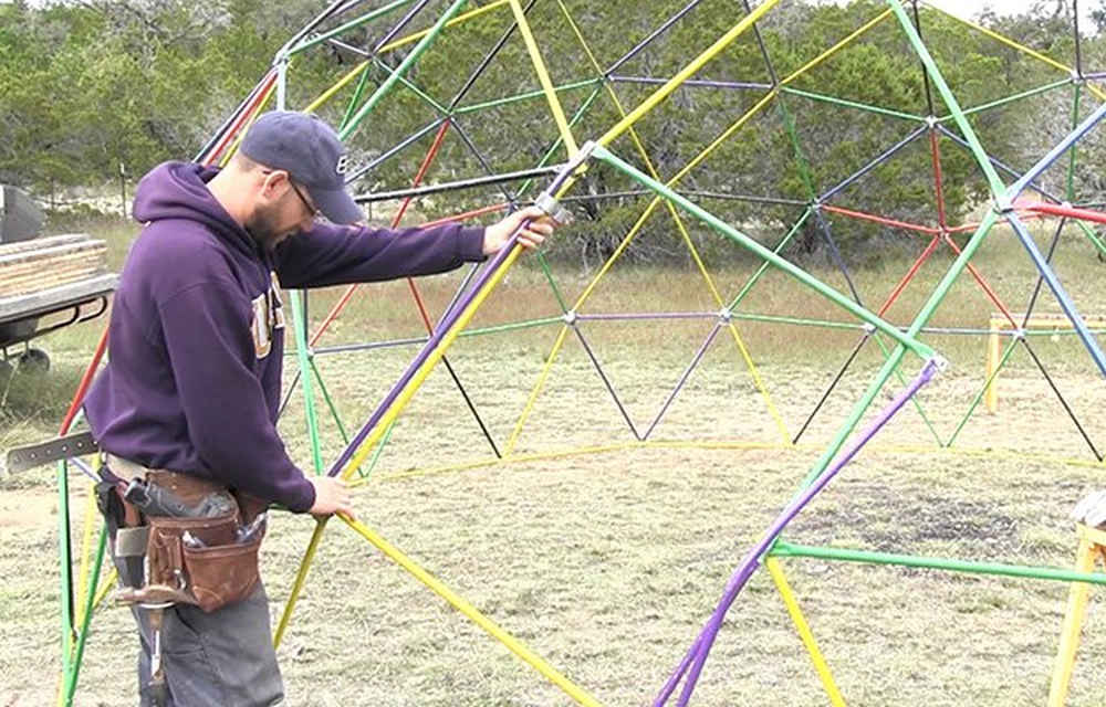 Placing door | How To Build A Geodesic Dome: 268 Square Feet for $300 | types of geodesic domes