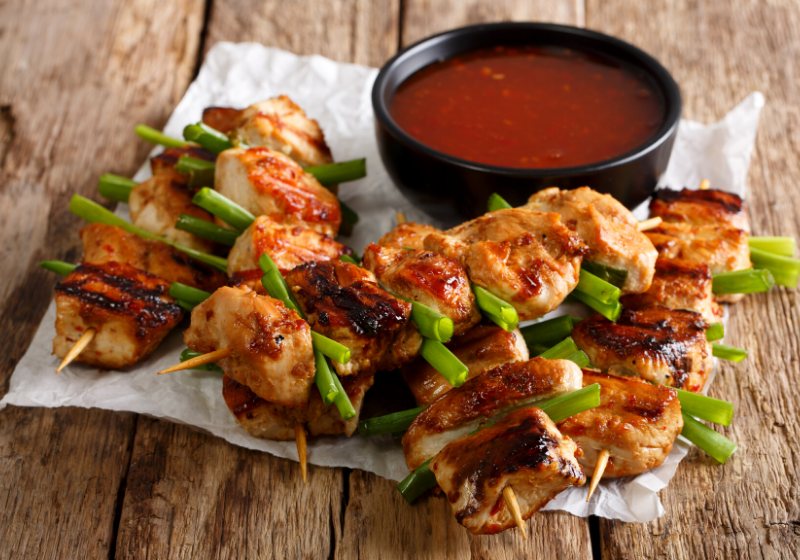 asian spicy chicken skewered green onion | BBQ Recipes