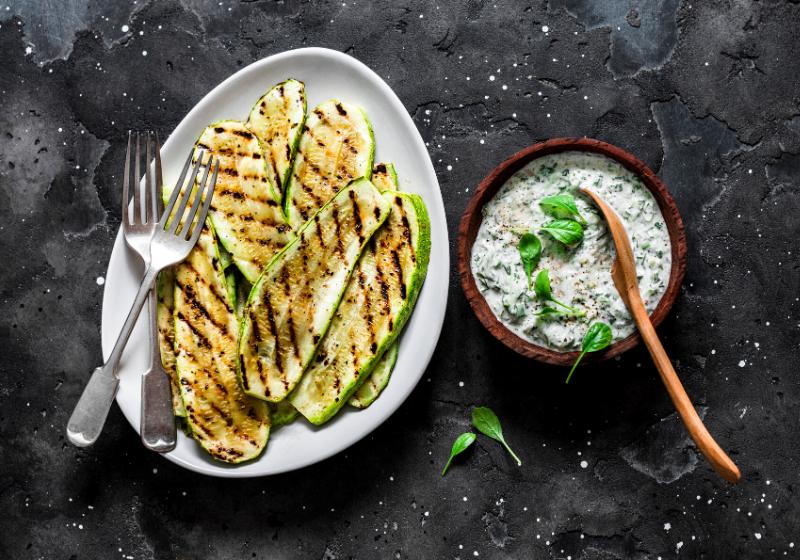 grilled zucchini tzatziki sauce delicious greek | easy bbq recipes