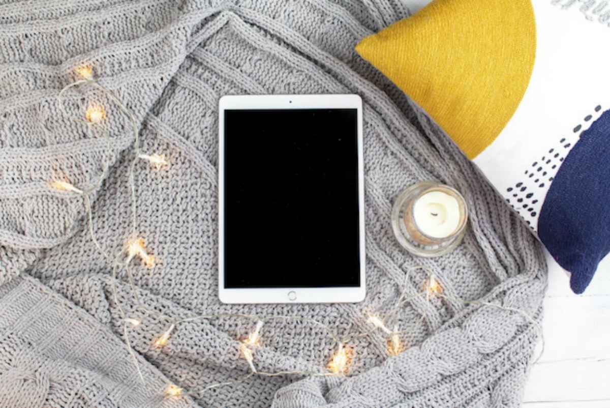 bed flat lay ipad with fairy lights | Easy Home Improvement Projects: Small Budget, Big Impact Upgrades