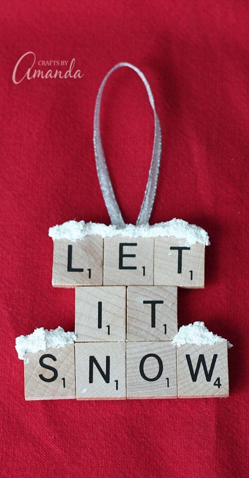 let-it-snow-scrabble-tile-ornament | easy christmas crafts to make and sell for profit