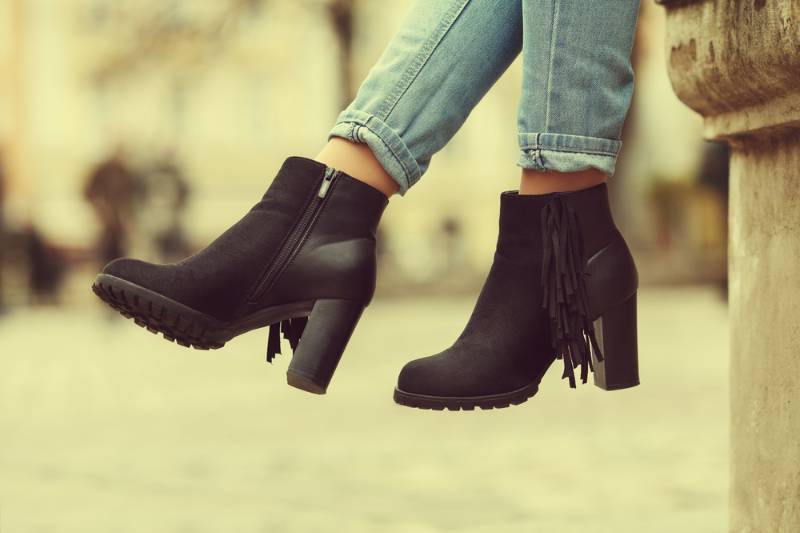 elegant-outfit-closeup-stylish-black-suede | fall boots