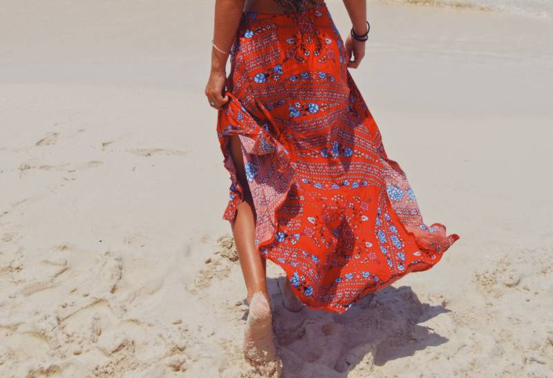 red-and-blue-floral-skirt | fall 2020 women's fashion trends