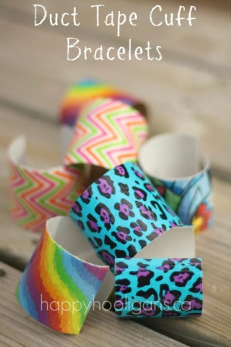 duct-tape-cuff-bracelets | crafts with toilet paper rolls and paper towel rolls