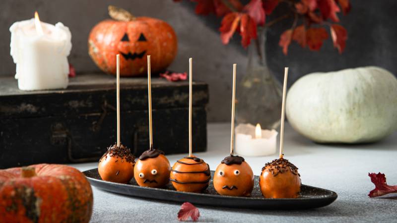 halloween-cake-pops-treats-on-gray | light desserts for thanksgiving