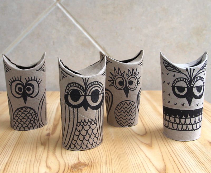 toilet-paper-roll-owls-great-for-a-rainy-day | craft ideas using empty toilet paper rolls
