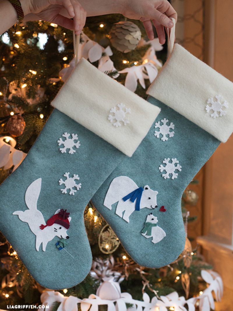 Arctic_Fox_Polar_Bear_Stockings Handmade | Christmas stockings ideas