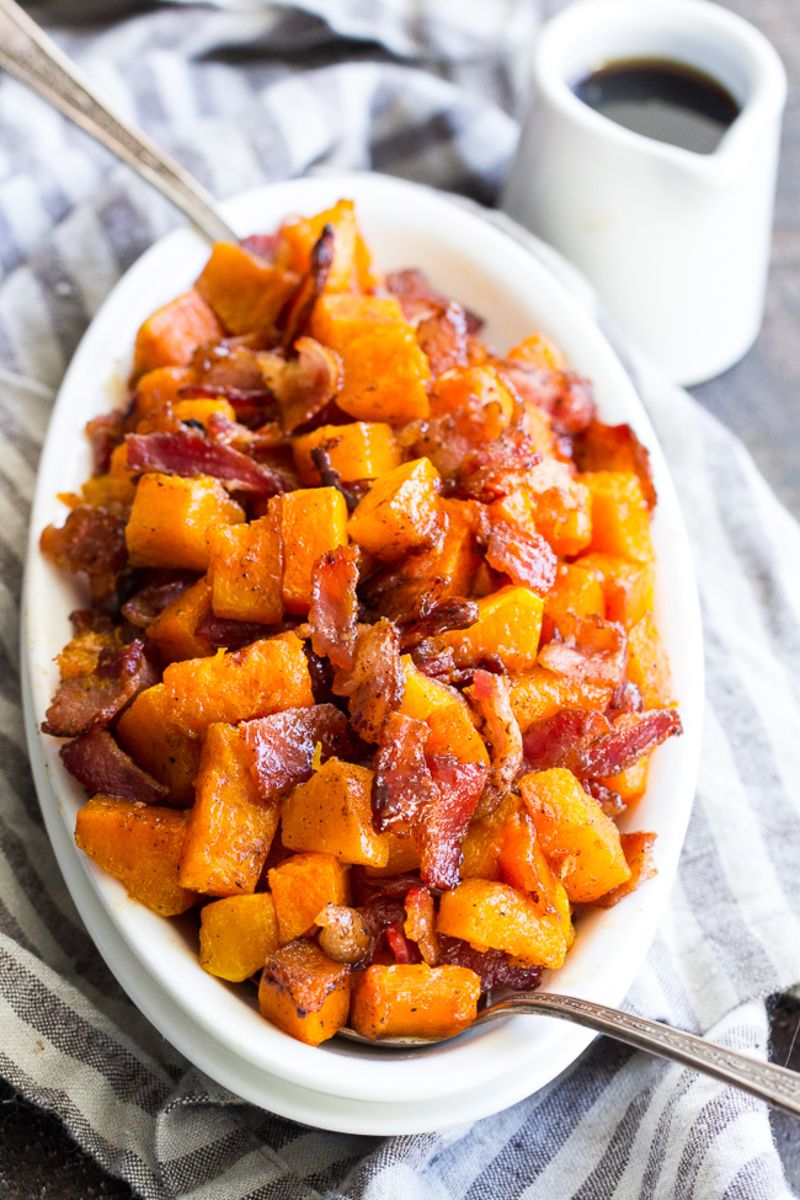 maple-bacon-roasted-butternut-squash-paleo | bacon side dish
