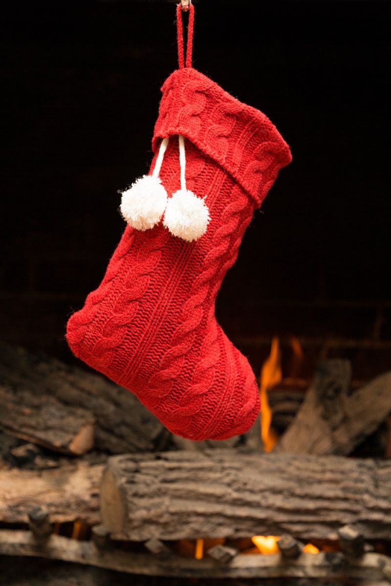 red-sweater-knit-christmas-stocking-hanging Handmade | Holiday stockings