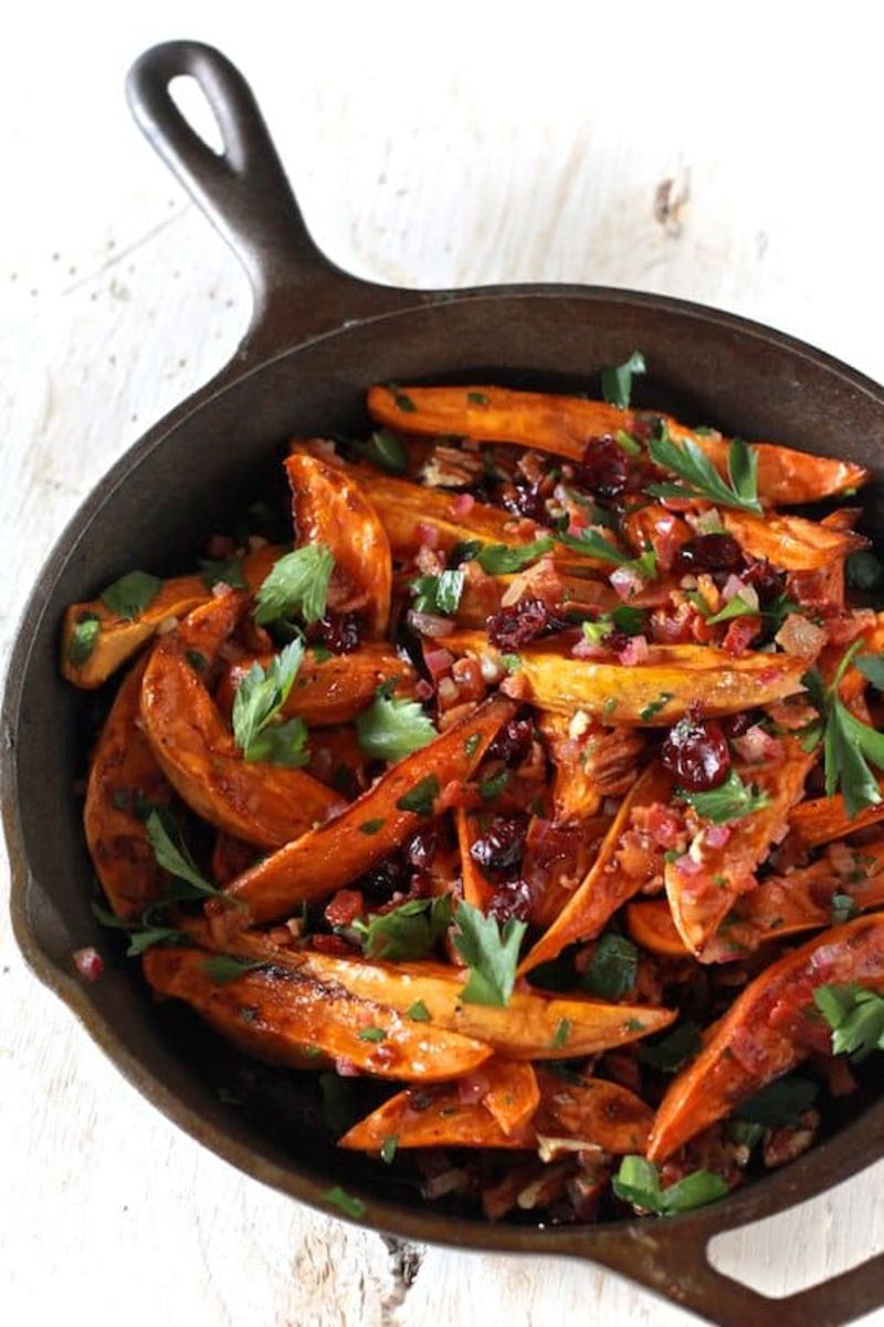 roasted-sweet-potato-salad-warm-bacon-apple-cider-dressing | easy thanksgiving side dishes