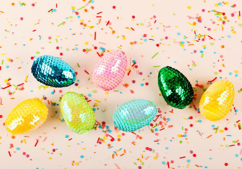 colorful glossy easter eggs sequins | best easter egg designs