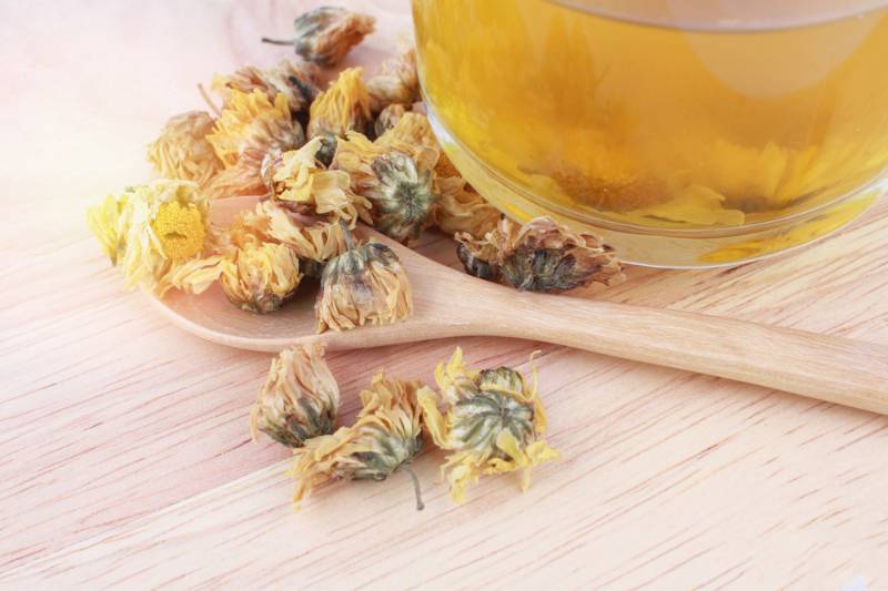 chinese-chrysanthemum-flower-tea-on-wooden | organic pesticide for vegetable garden