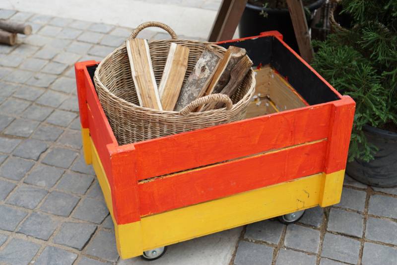 christmas decoration fire wood rattan basket | Easy DIY Rolling Storage Crates