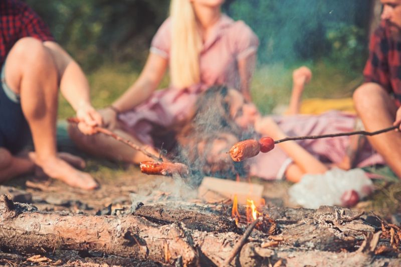 cooking-food-on-fire-blurred-background | simple backyard ideas