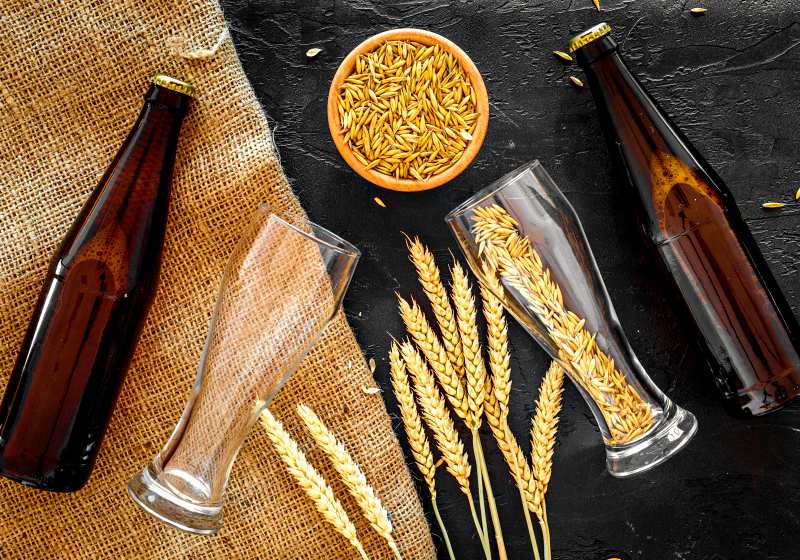preparing beer barley near bottle glass | how to make beer