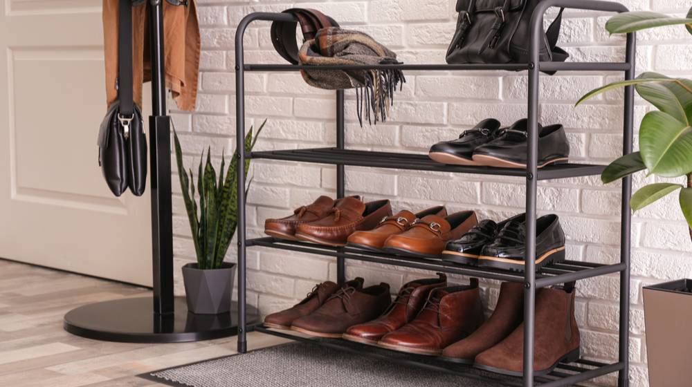 shelving-rack-stylish-shoes-accessories-near | DIY Shoe Cubby Ideas For Your Entryway | Shoe storage | Featured