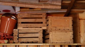 wooden-boxes-on-shelf-barn | Easy DIY Rolling Storage Crates | storage ideas | Featured