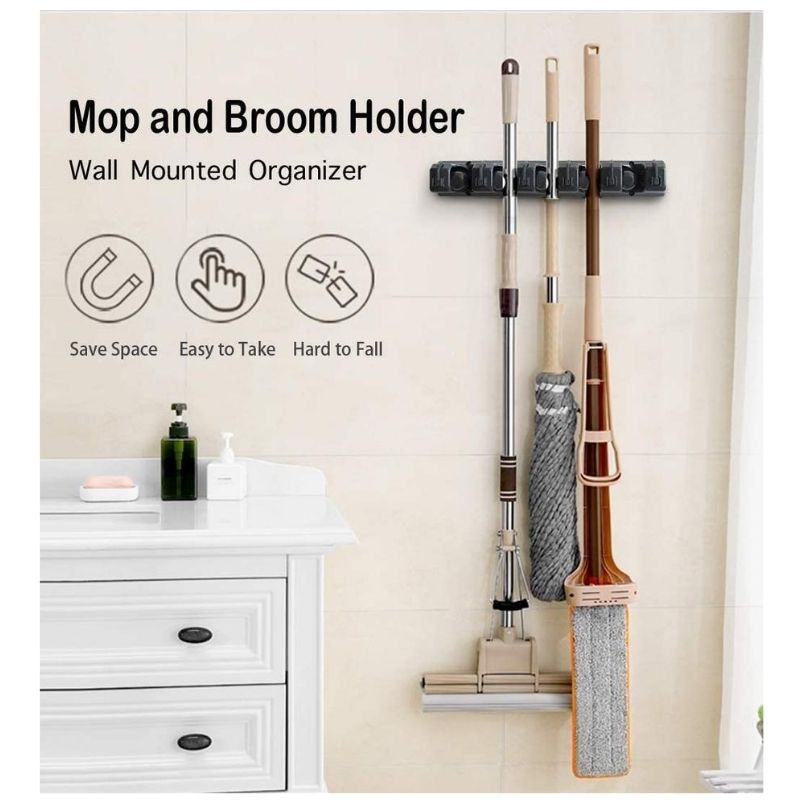 mop and broom holder by Imillet | Most Affordable Garage Wall Storage Kits You Can See In Amazon | wall storage mop holder