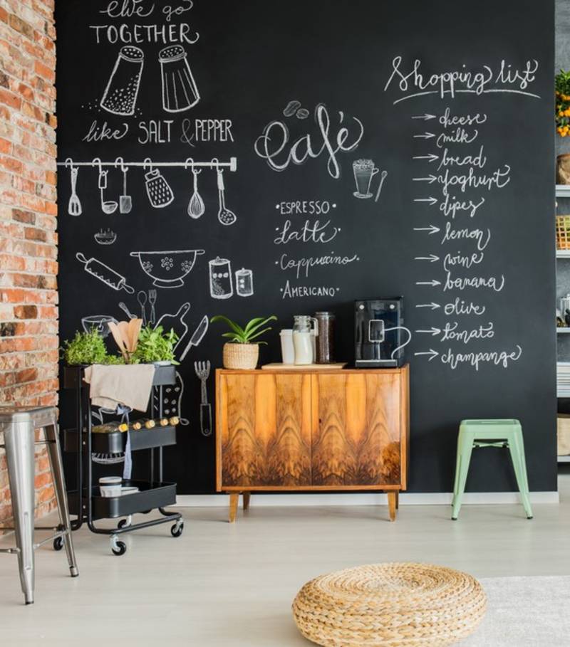 dining-room-chalkboard-wall-wooden-chest | 11 DIY Coffee Bar Ideas For Your Home