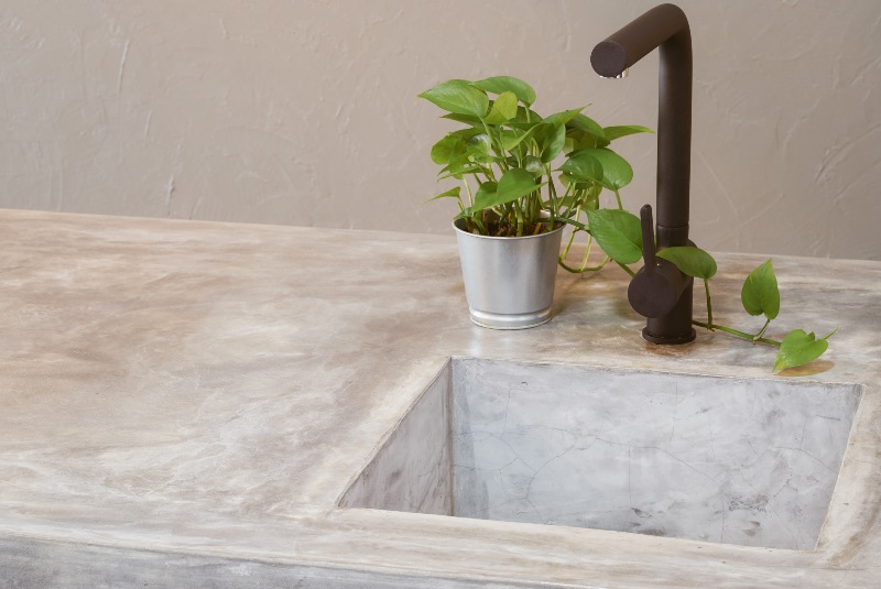 Kitchen Room Sink With Cement Countertops | DIY Countertops