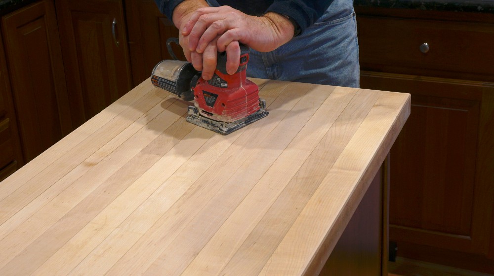 Using Electric Sander Refinish Counter Top | DIY Countertops | Featured