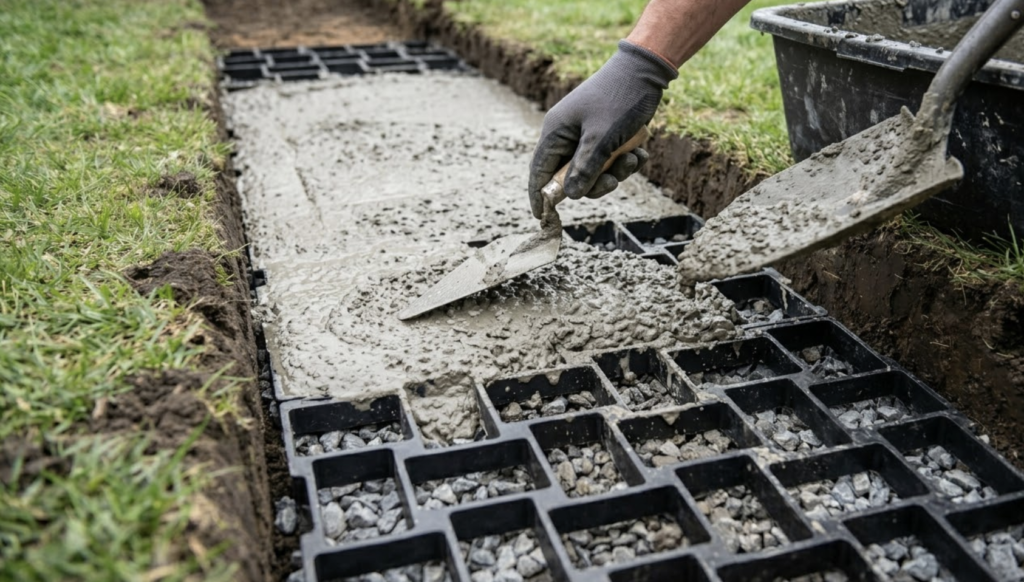 diy concrete walkway