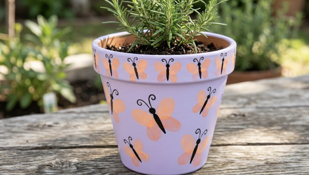 butterfly painting terracotta pots