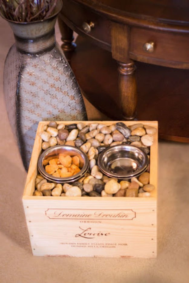 Upcycled Wine Crate Dog Bowl Station Upcycled Wine Crate Dog Bowl Station