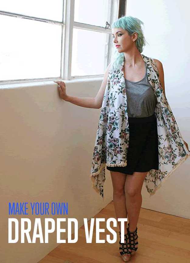 The Simple No-Sew Draped Vest | Best of Fall Fashion Trends | https://diyprojects.com/best-fall-fashion-trends/