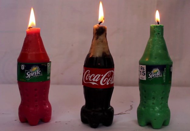 Mini Coca-Cola and Sprite DIY Candles | https://diyprojects.com/mini-coca-cola-and-sprite-diy-candles