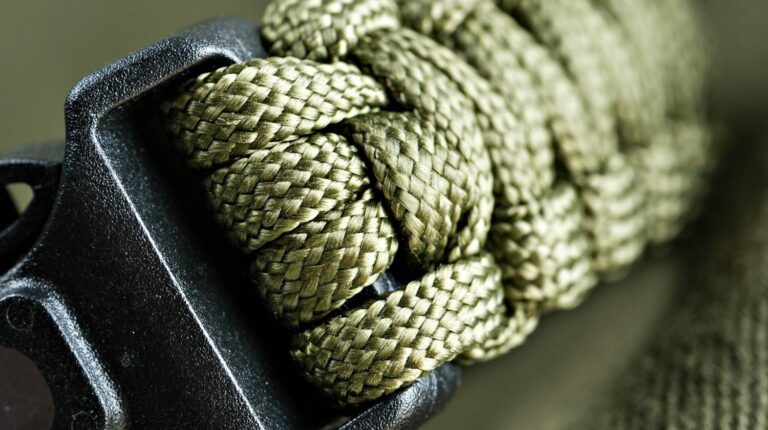 Feature | Closeup braided green paracord | How To Make A Paracord Belt: Step-By-Step Instructions