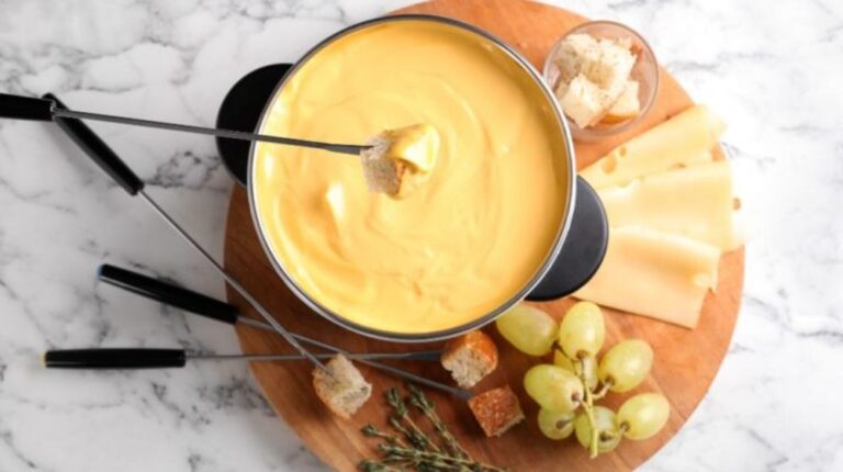 flat lay composition pot delicious cheese | Delicious Irish Appetizers For St. Patrick’s Day | featured