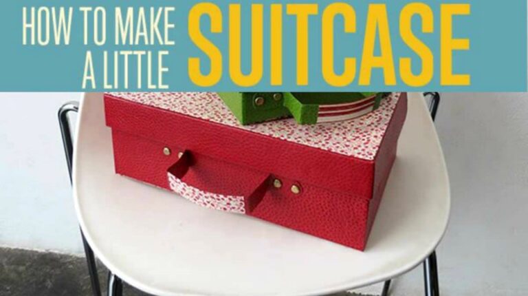 cardboard suitcase on chair | How To Make A Little Cardboard Suitcase | Craft Projects | make a little cardboard suitcase | Featured