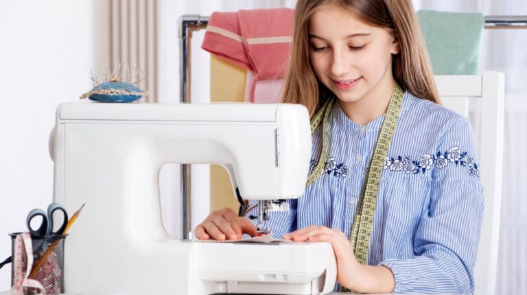 Teenager girl working with sewing machine as a tailor | Easy DIY Projects For Teens Who Love To Craft | Featured