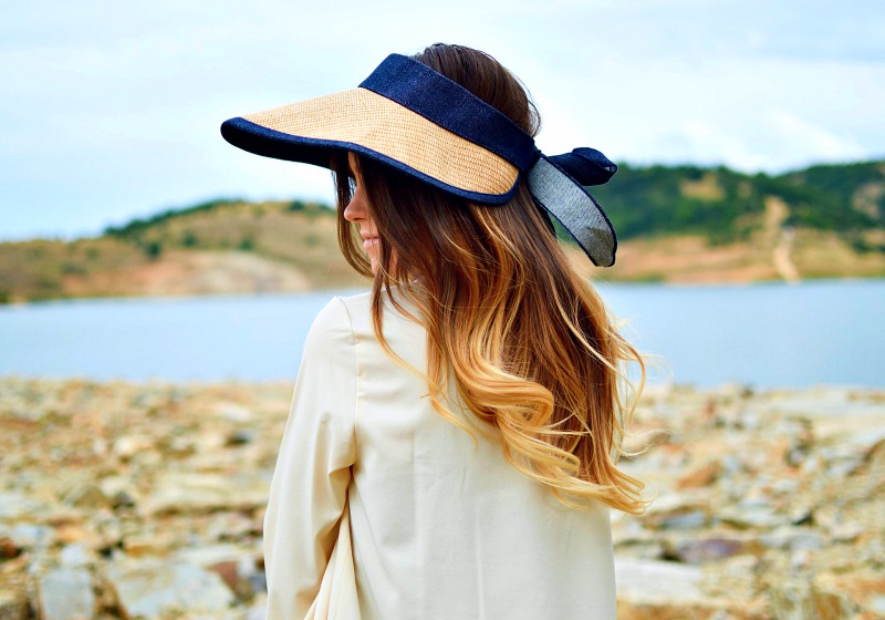 woman in a sun visor | DIY Sun Hat Ideas That Will Keep You Cool This Summer | how to make a sun hat out of fabric
